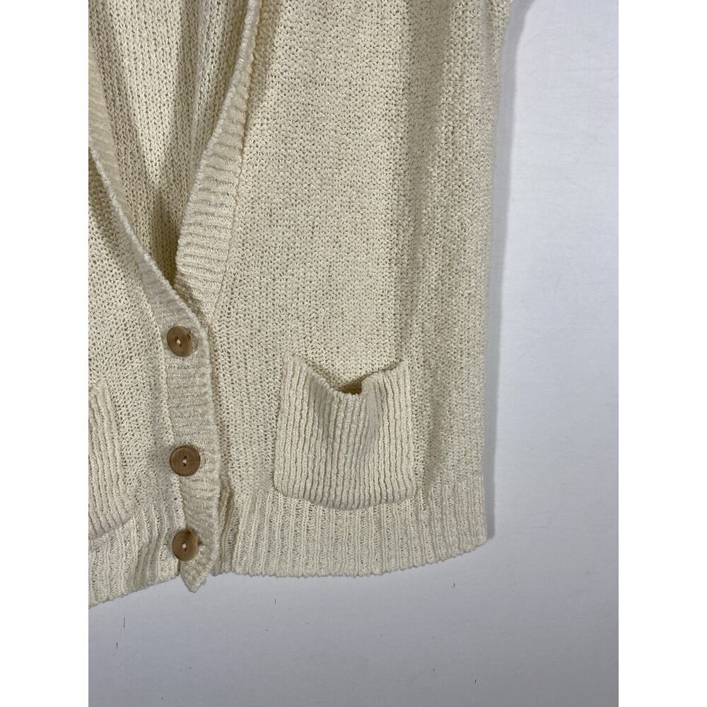 Its Pure Gould Sweater Vest Size Medium Ivory White Button Old Money Coastal VTG - Picture 6 of 12